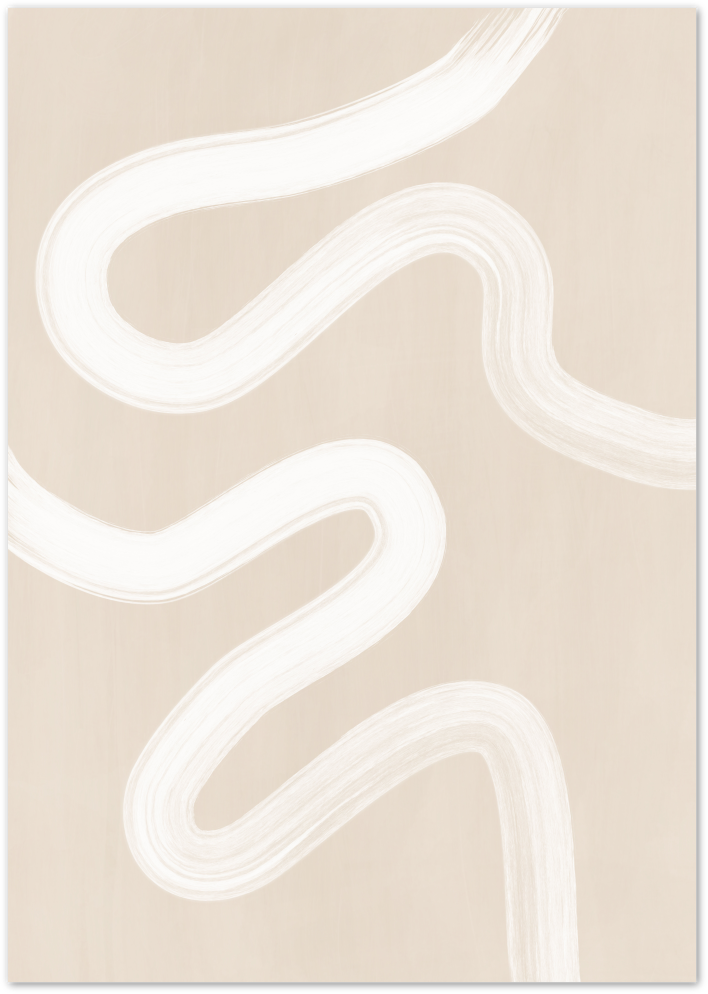 Posterux© | White & Light Brown Abstract Poster - Elegant Minimalism