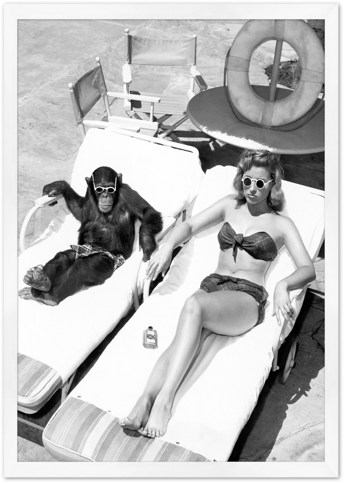 Posterux© | Poolside Chic – Vintage Black & White Poster