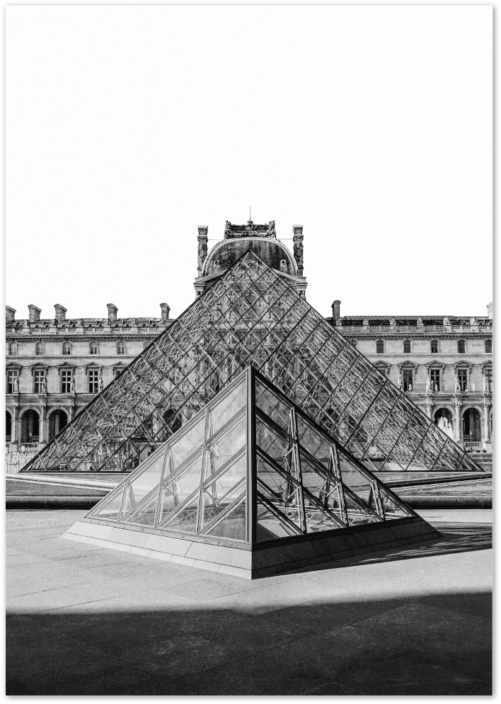 Posterux© | Louvre Pyramid – Black & White Architecture Poster