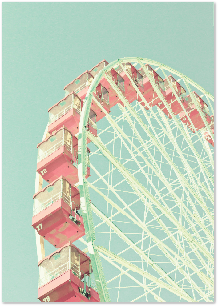 Posterux© | Vintage Ferris Wheel – Pastel Pink and Mint