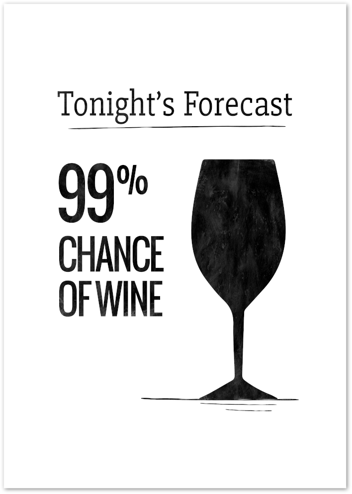 Posterux© | 99% Chance of Wine – Funny Kitchen Poster