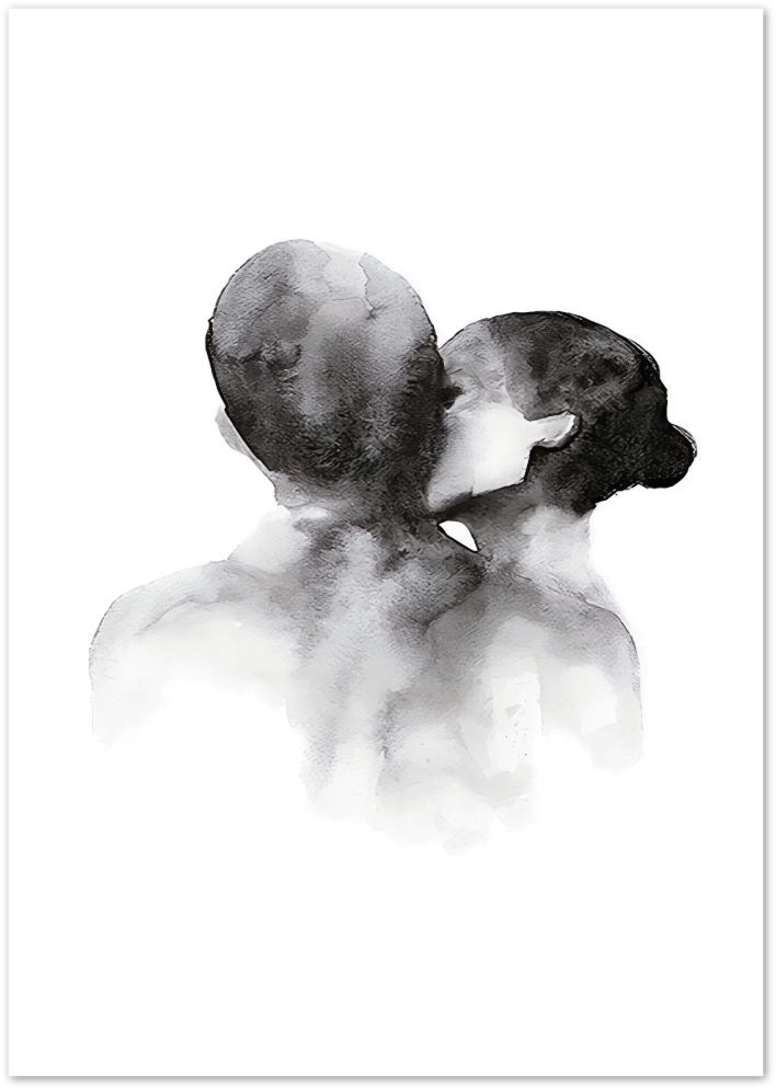 Posterux© | Intimate Embrace – Romantic Watercolor Art