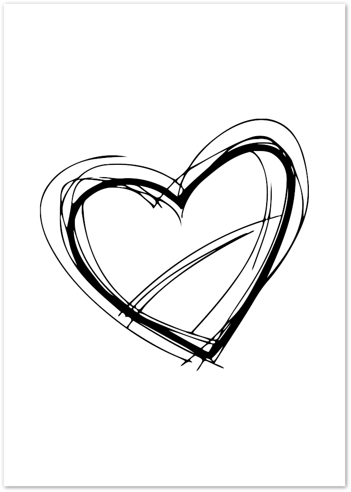 Posterux© | Abstract Heart – Modern Black & White Line Art