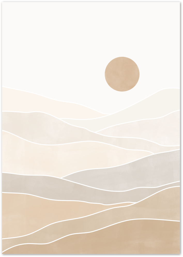Posterux© | Sunset Over Rolling Hills – Abstract Serenity