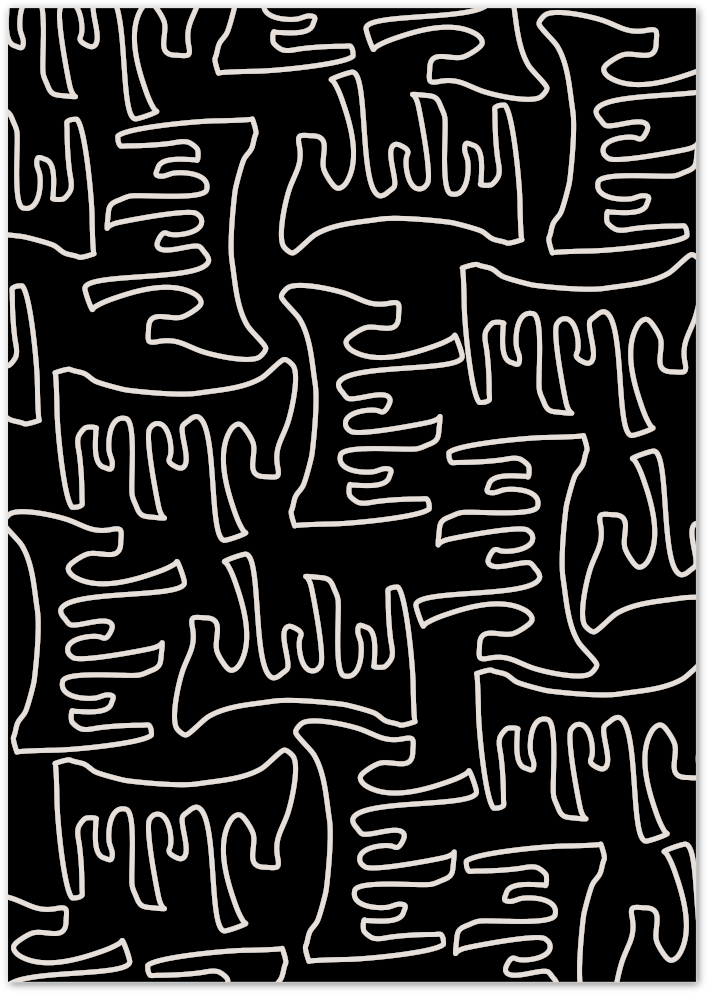 Posterux© | Monochrome Tribal Pattern – Bold Abstract Art