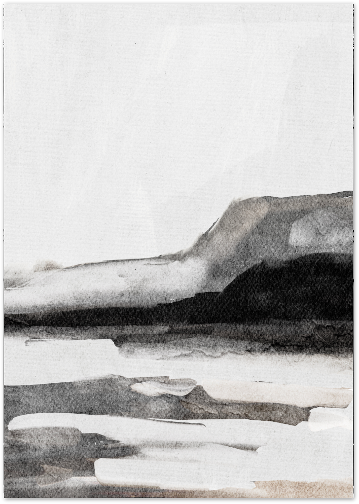 Posterux© | Monochrome Watercolor Landscape – Abstract Art Poster