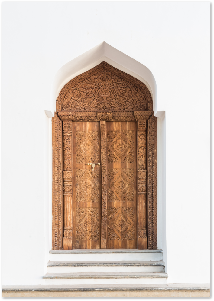 Posterux© | Ornate Wooden Door Poster – Exquisite Architectural Art