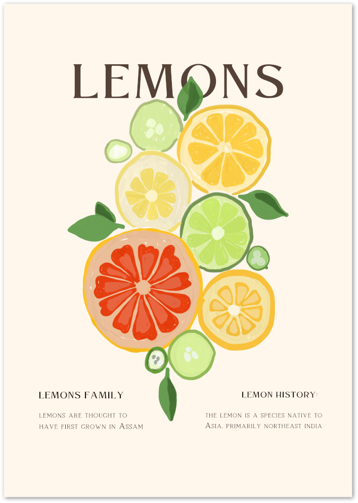 Posterux© | Lemon Fruits Poster – Fresh and Vibrant Kitchen Art