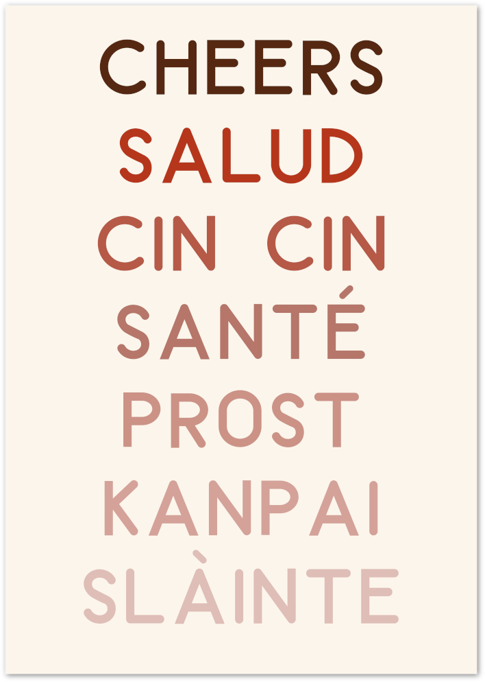 Posterux© | Cheers Around the World Poster – Multilingual Bar Wall Art