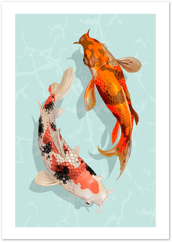 Posterux© | Koi Fish Poster – Serene Japanese Zen Wall Art