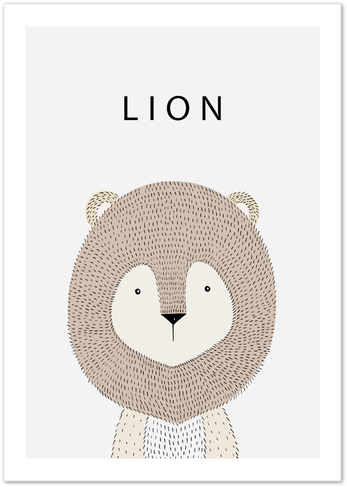 Posterux© | Minimalist Lion Poster – Nordic Animal Nursery Art