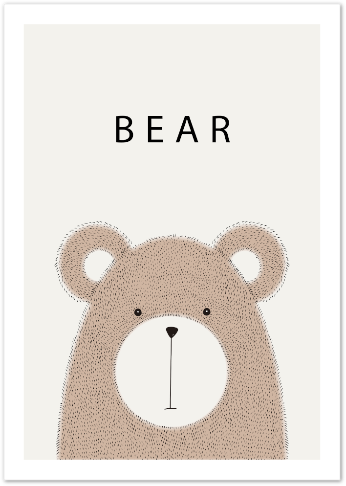 Posterux© | Minimalist Bear Poster – Cozy Scandinavian Animal Art