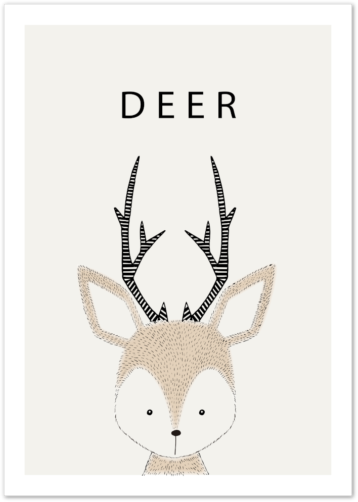 Posterux© | Minimalist Deer Poster – Nordic-Inspired Woodland Art