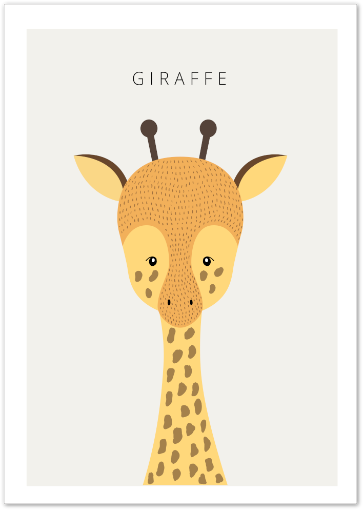 Posterux© | Minimalist Giraffe Poster – Cute Scandinavian Animal Wall Art