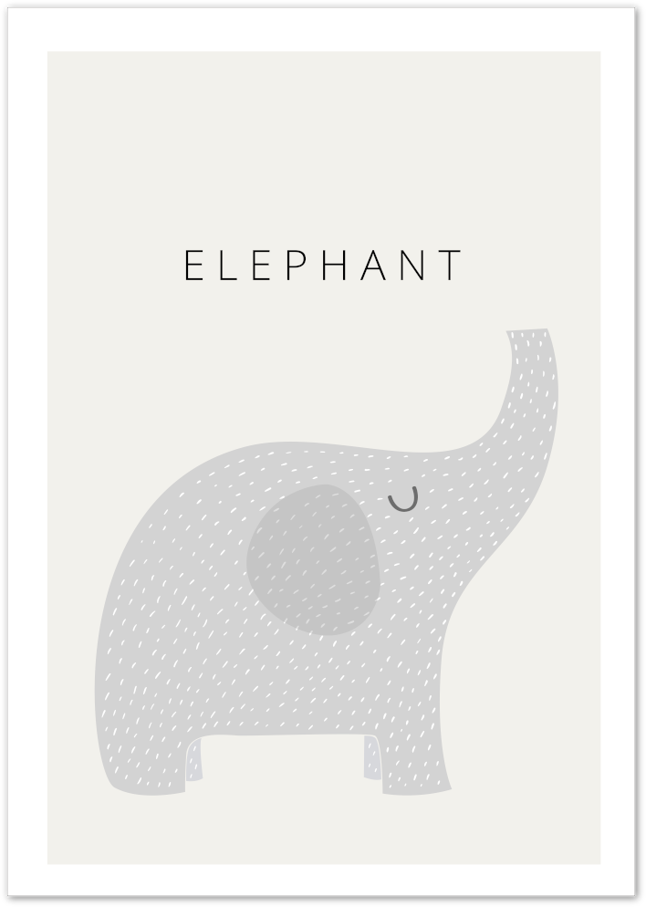 Posterux© | Minimalist Elephant Poster – Cute Nursery Wall Art