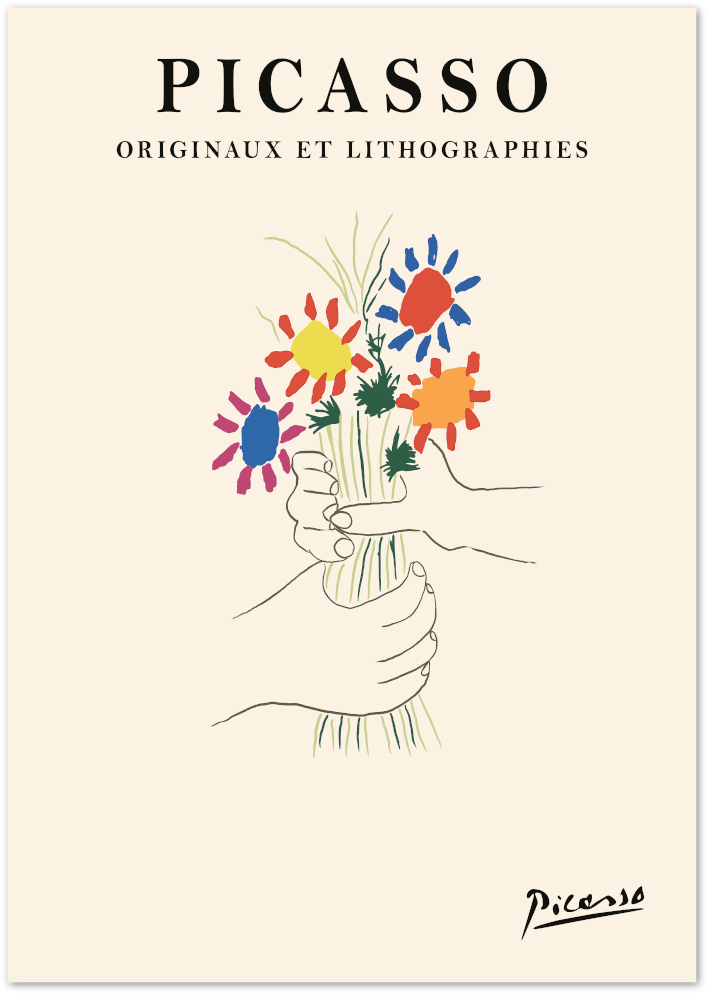 Posterux© | Picasso Bouquet Poster – Colorful Hand-Drawn Floral Art