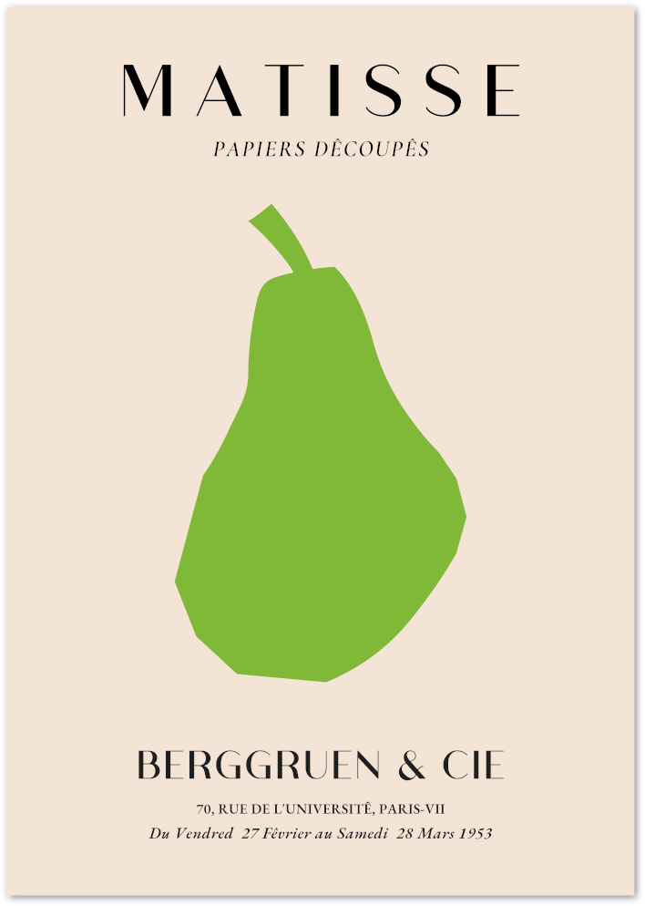Posterux© | Matisse Green Pear Poster – Minimalist Cut-Out Art