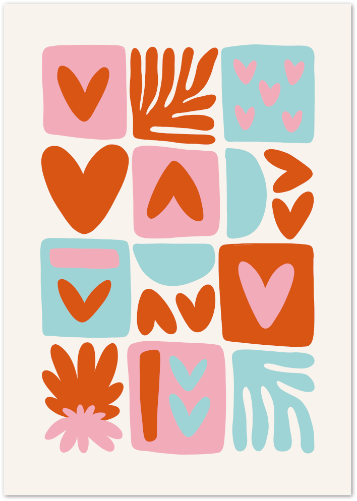 Posterux© | Colorful Love & Shapes Poster – Playful Abstract Art