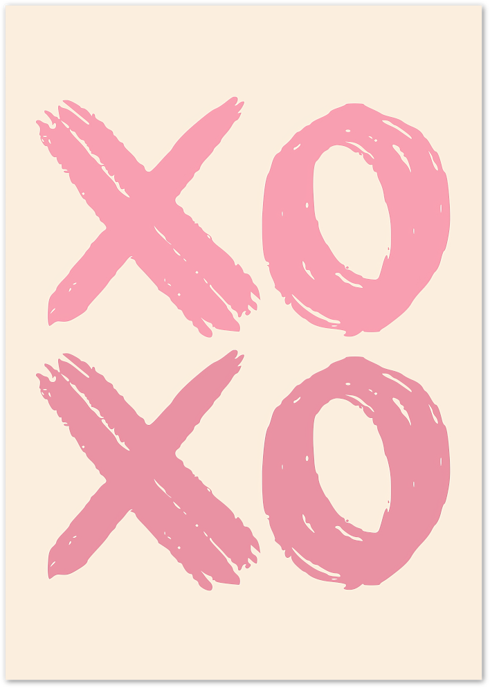 Posterux© | XOXO Pink Brushstroke Poster – Minimalist Love Art