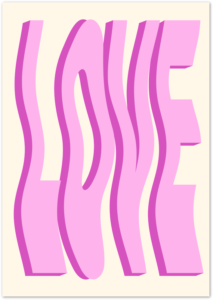 Posterux© | LOVE Retro Wavy Poster – Groovy 70s Typography Art