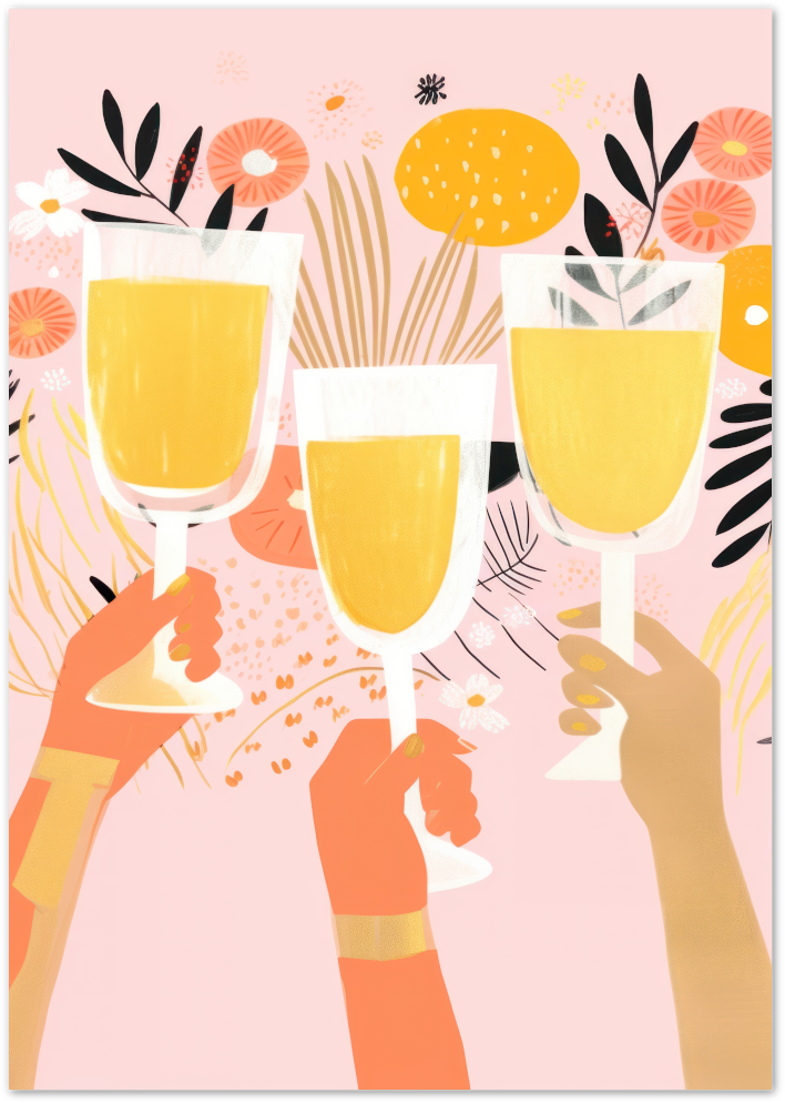 Posterux© | Cheers Poster – Colorful Toasting Hands Art