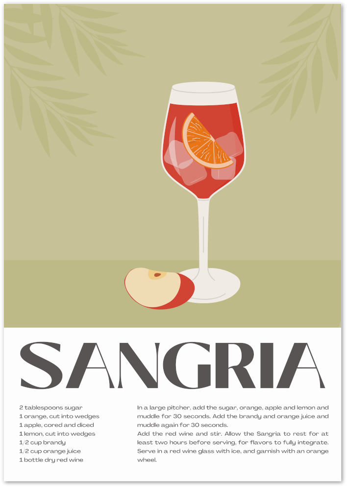 Posterux© | Sangria Cocktail Poster – Refreshing Drink Art