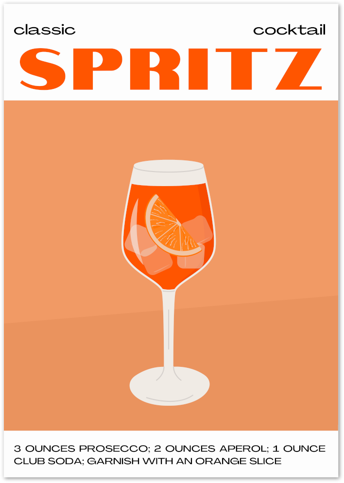 Posterux© | Classic Spritz Poster – Minimalist Cocktail Art