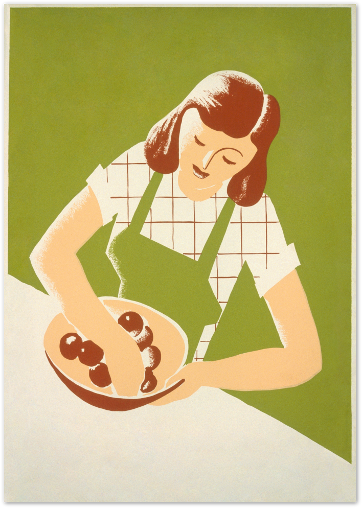 Posterux© | Retro Kitchen Lady Poster – Vintage Cooking Art