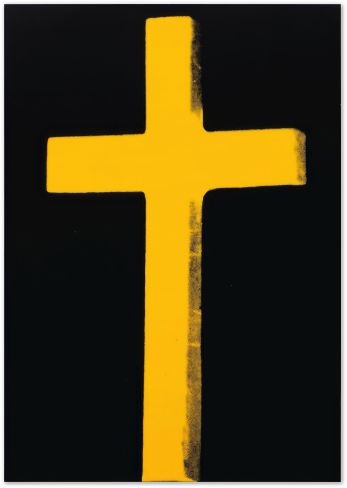 Posterux© | Yellow Cross Poster – Bold Minimalist Faith Art