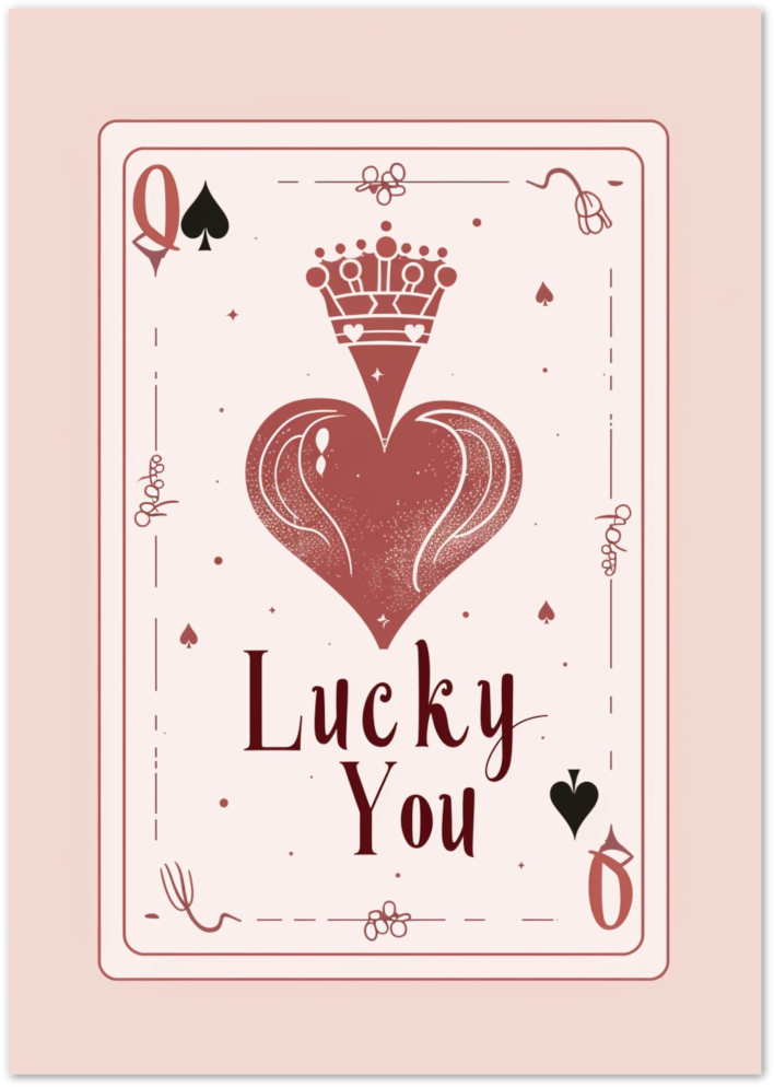 Posterux© | Lucky You Poster – Romantic Playing Card Art