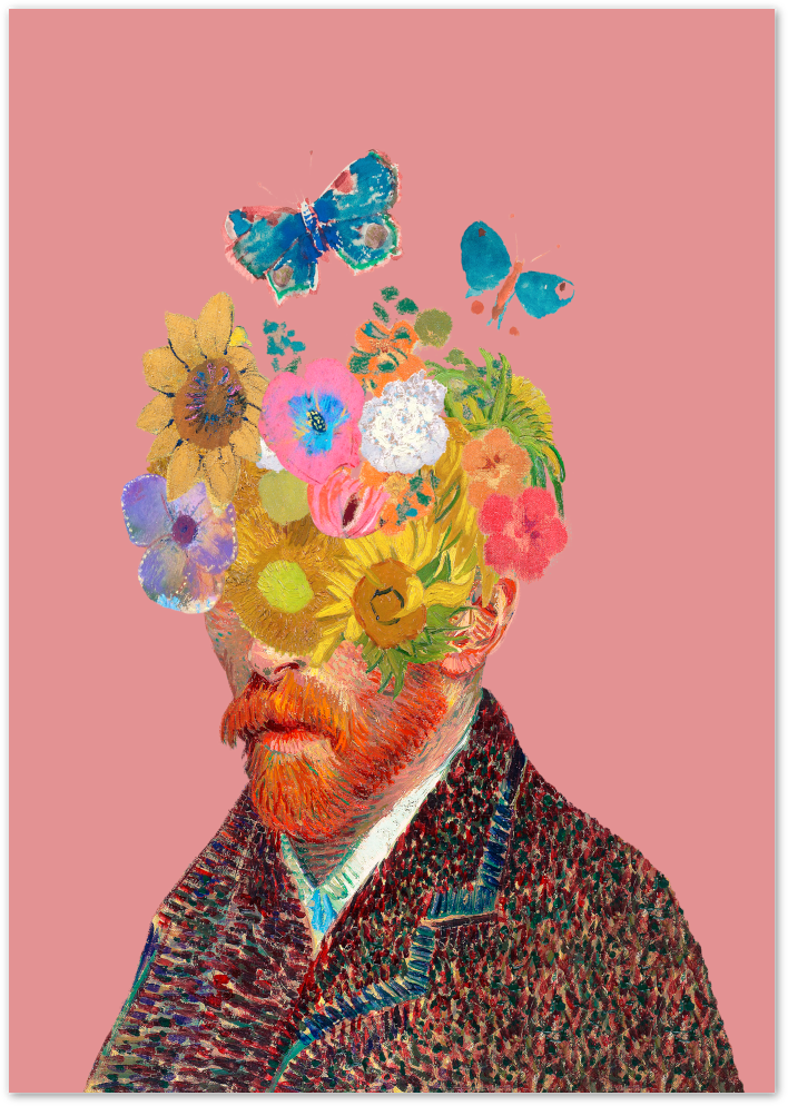 Posterux© | Van Gogh Floral Head Poster – Surreal Colorful Portrait Print