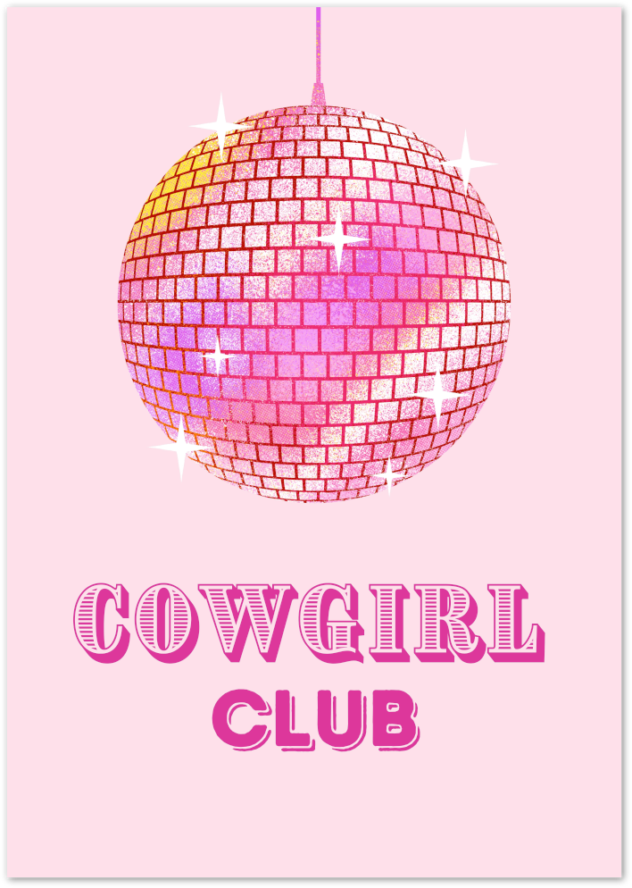 Posterux© | Cowgirl Club Poster – Retro Disco Western Print