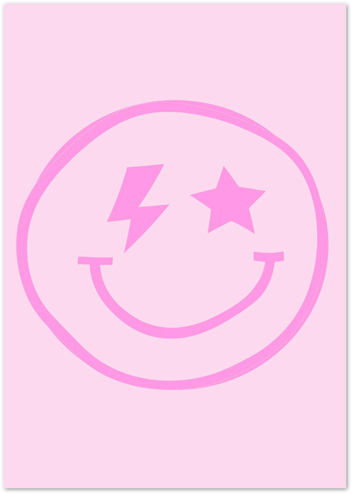 Posterux© | Pink Smiley Face Poster – Fun Retro Pop Art Print