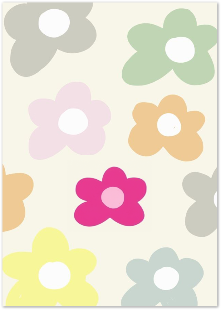 Posterux© | Happy Flower Power Poster – Colorful Kids Room Art