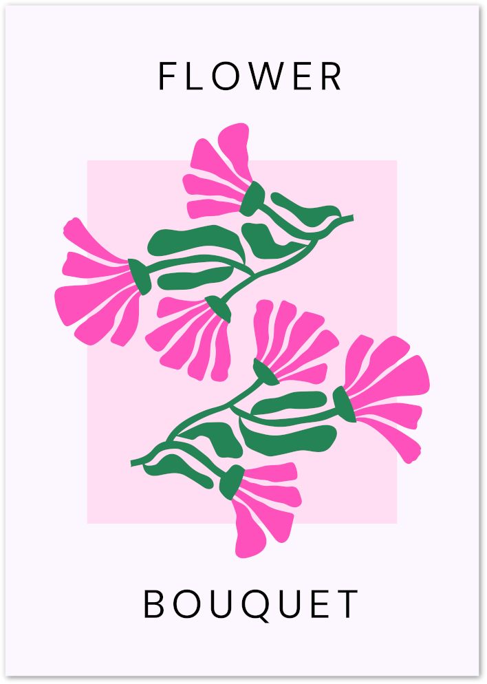 Posterux© | Pink Flower Bouquet Poster – Bold Graphic Floral Art Print