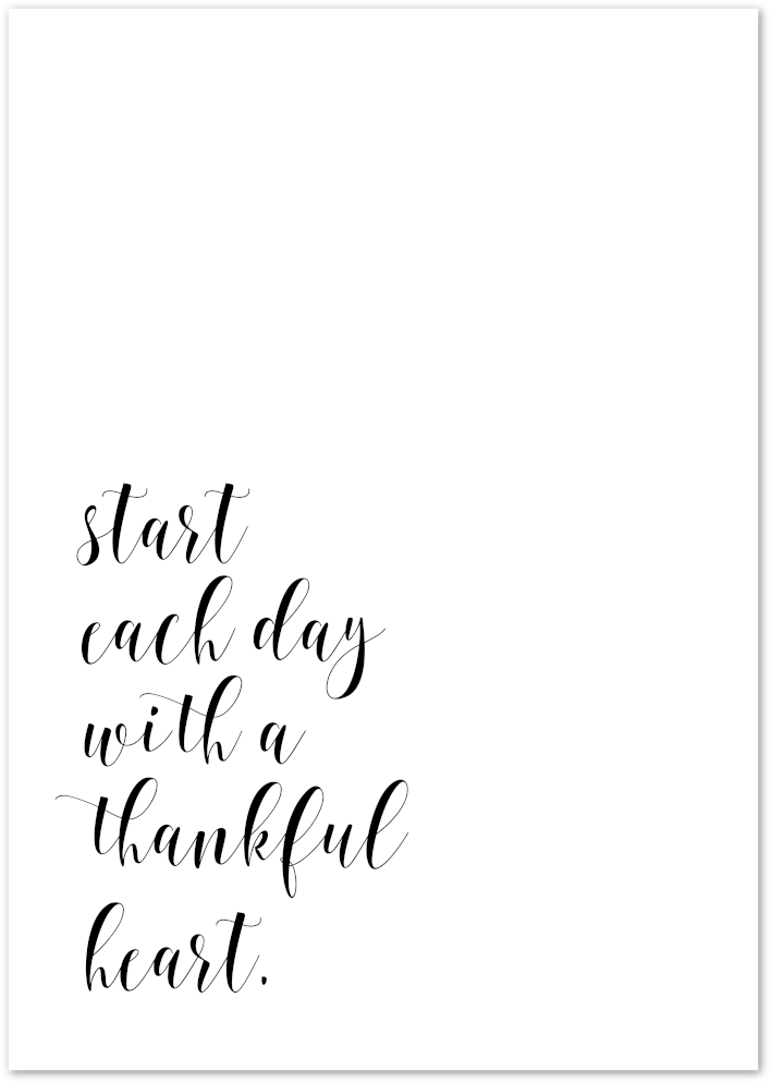 Posterux© | Start Each Day with a Thankful Heart – Gratitude Quote Poster