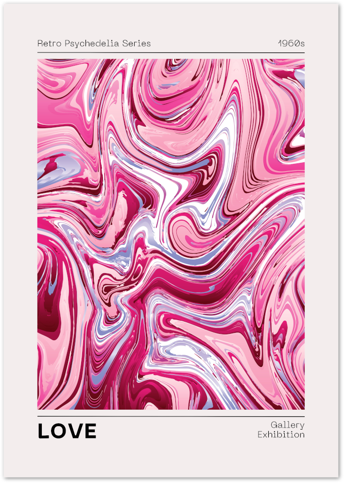 Posterux© | Pink Psychedelic Love Poster – Retro Swirl Art Print