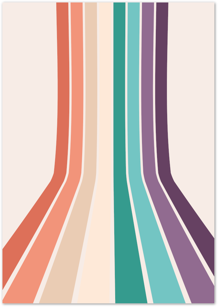Posterux© | Retro Rainbow Stripe Poster – 70s Inspired Color Flow Wall Art