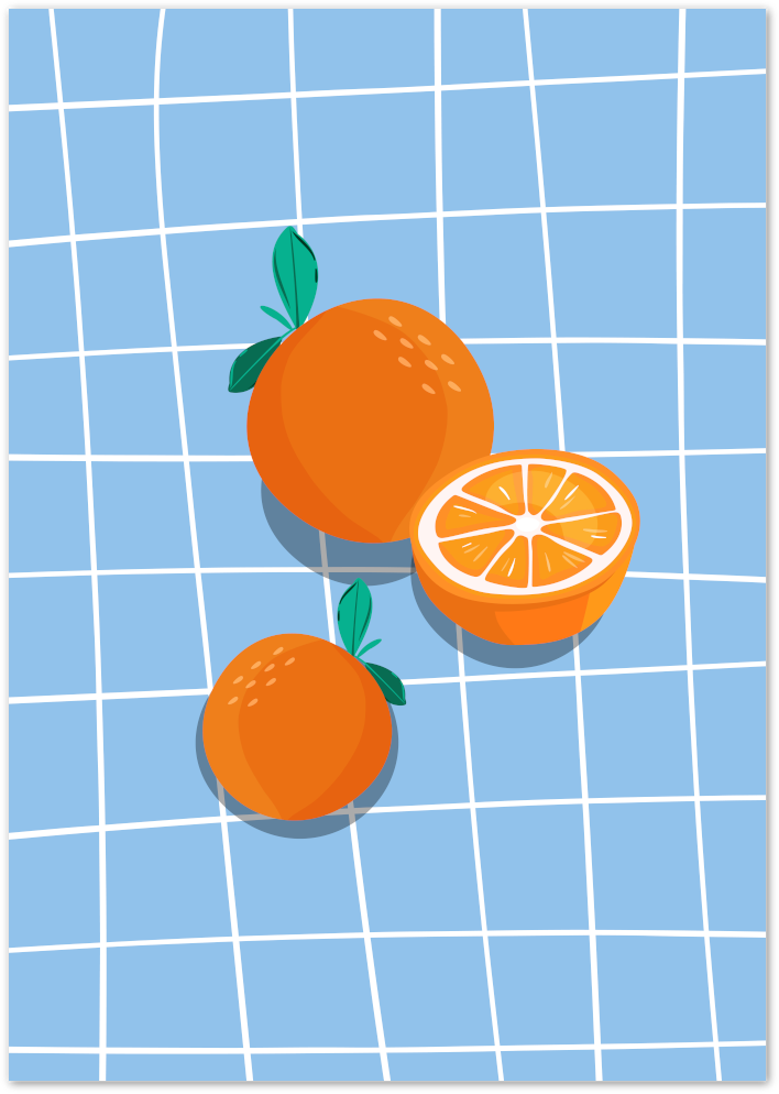 Posterux© | Citrus Poolside Poster – Modern Orange Fruit Art Print