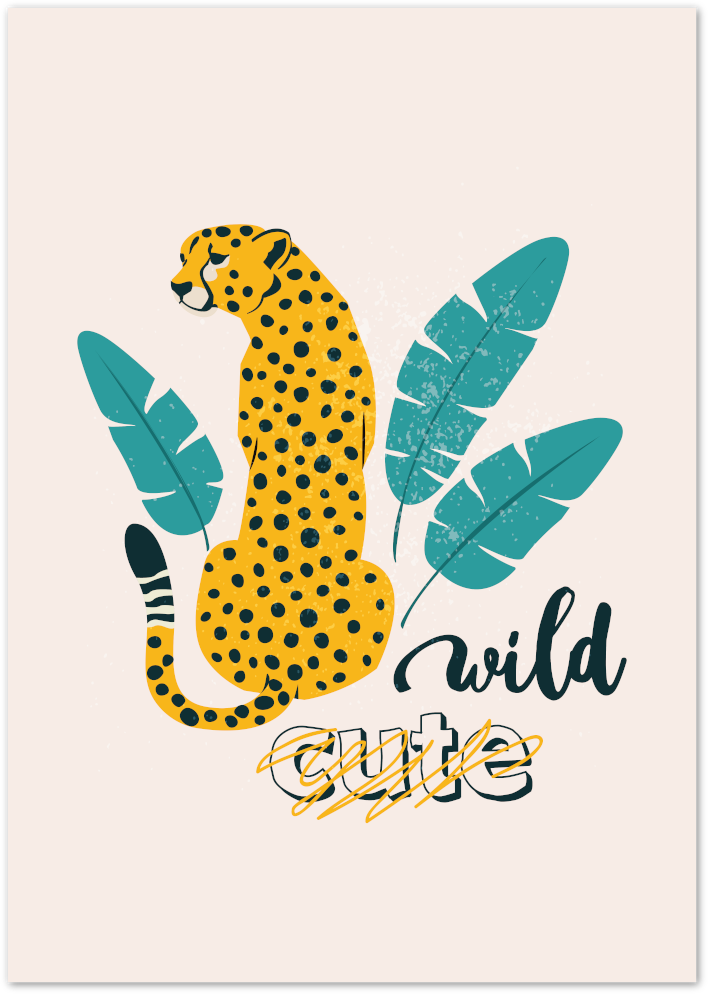 Posterux© | Wild Cheetah Poster – Playful Jungle Animal Illustration