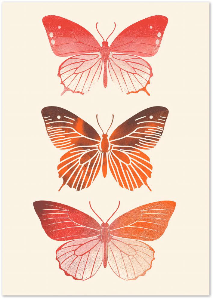 Posterux© | Trio of Butterflies Poster – Vintage Naturalist Insect Art