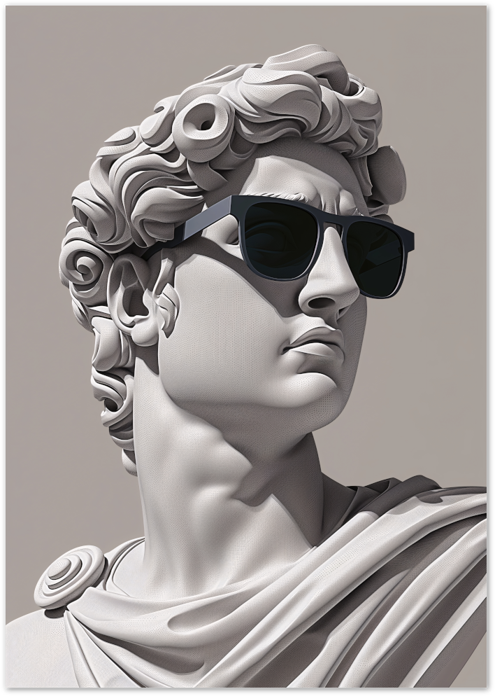Posterux© | Modern David Sculpture Poster – Cool Classic with Sunglasses Wall Art