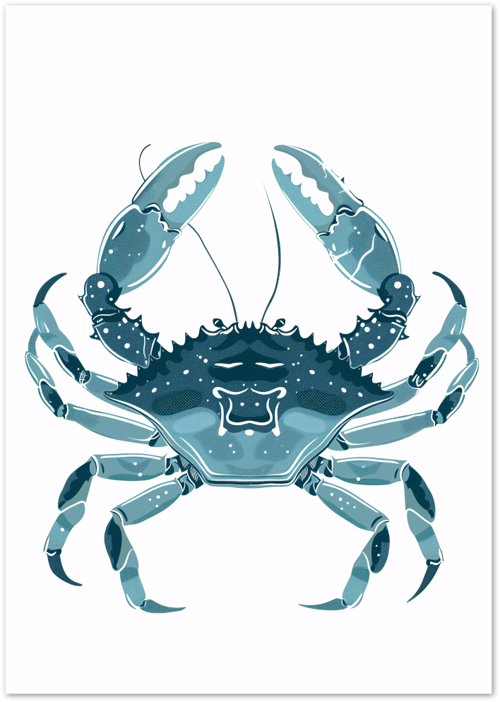 Posterux© | Blue Crab Poster – Nautical Marine Life Wall Art