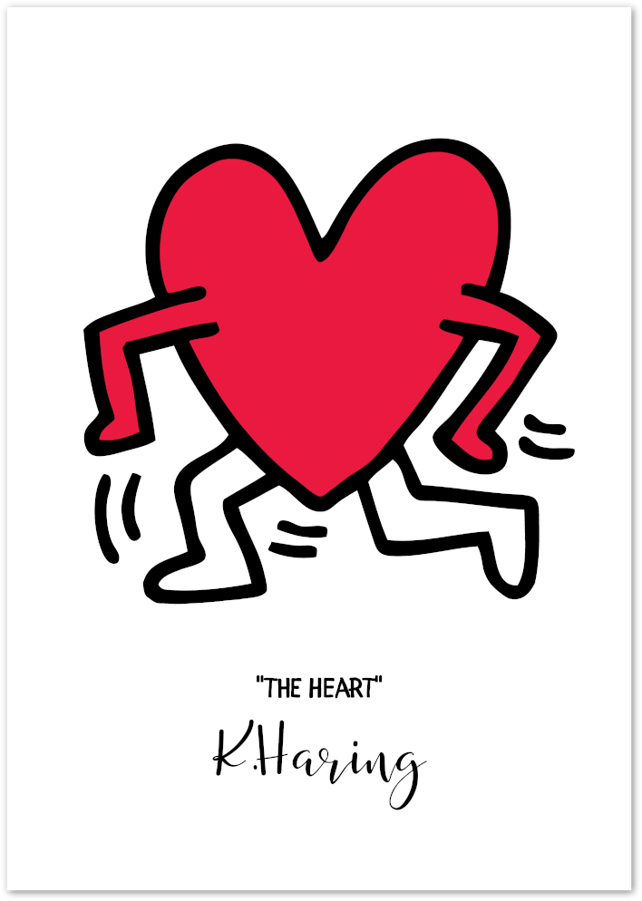 Posterux© | Keith Haring Heart Poster – Bold Pop Art Tribute