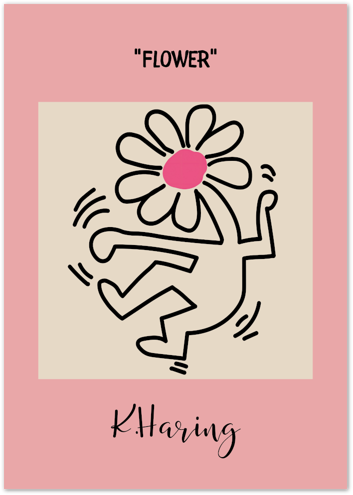 Posterux© | Keith Haring Flower Poster – Playful Pop Art Wall Decor