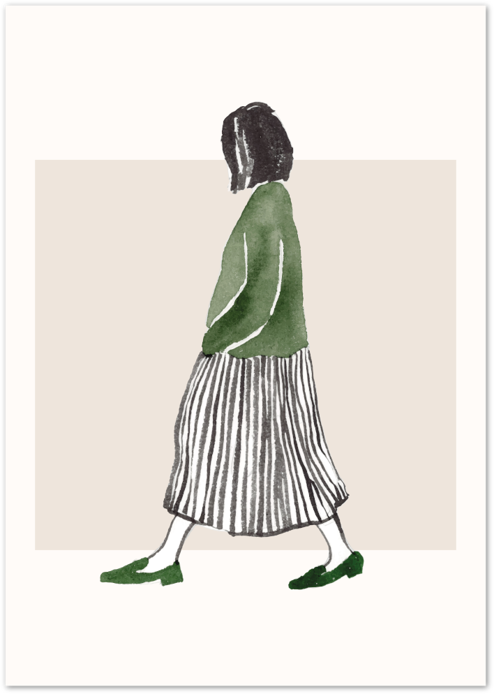 Posterux© | Walking Girl Poster – Minimal Watercolor Fashion Art