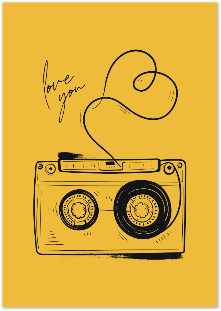 Posterux© | Love Cassette Poster – Vintage Music Illustration