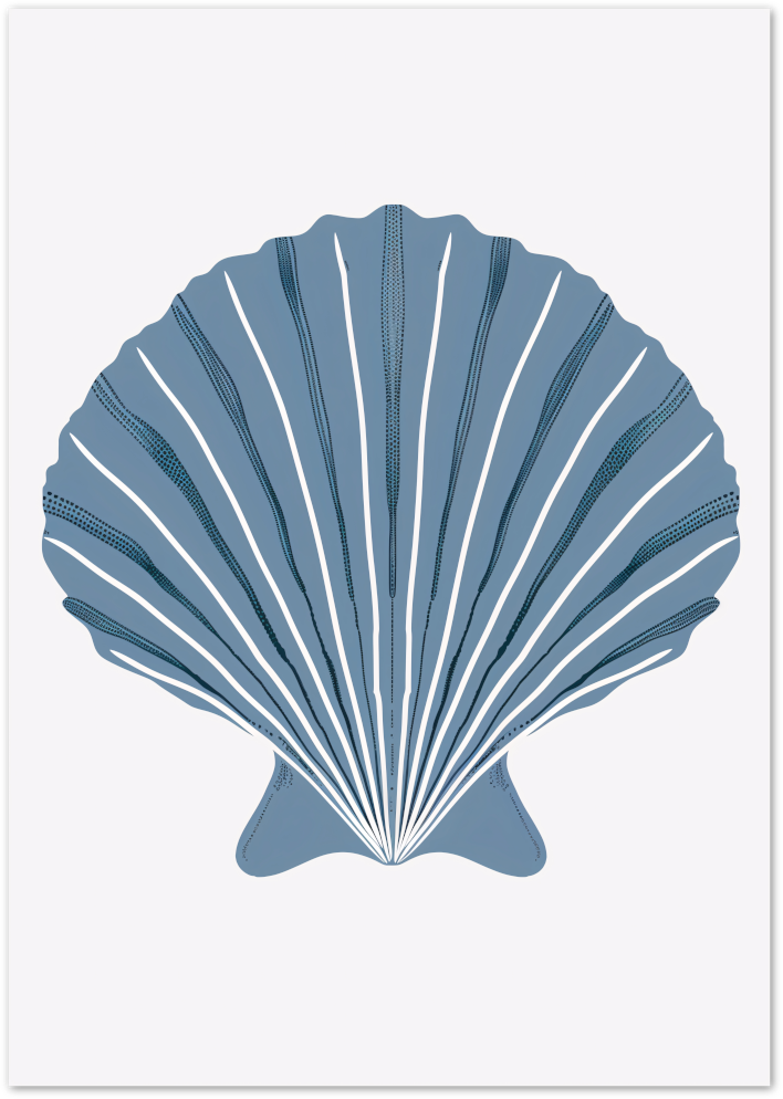 Posterux© | Blue Seashell Poster – Coastal Illustration Wall Art