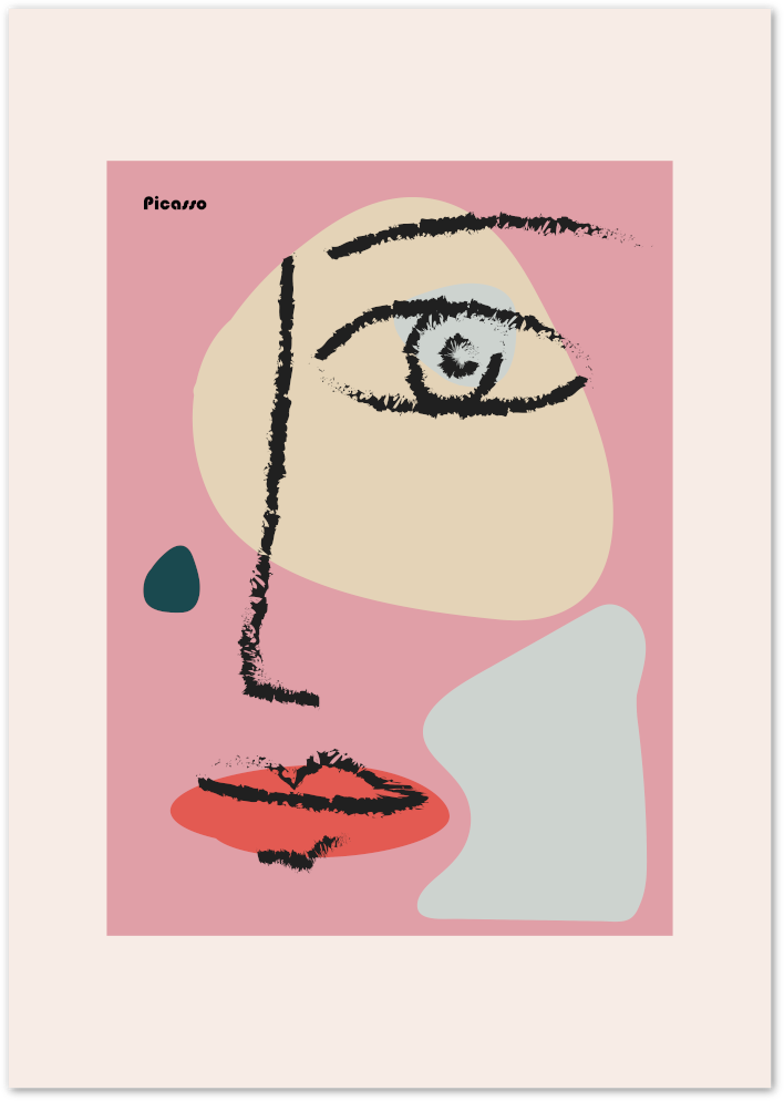 Posterux© | Picasso Abstract Face Poster – Modern Cubist Minimal Wall Art