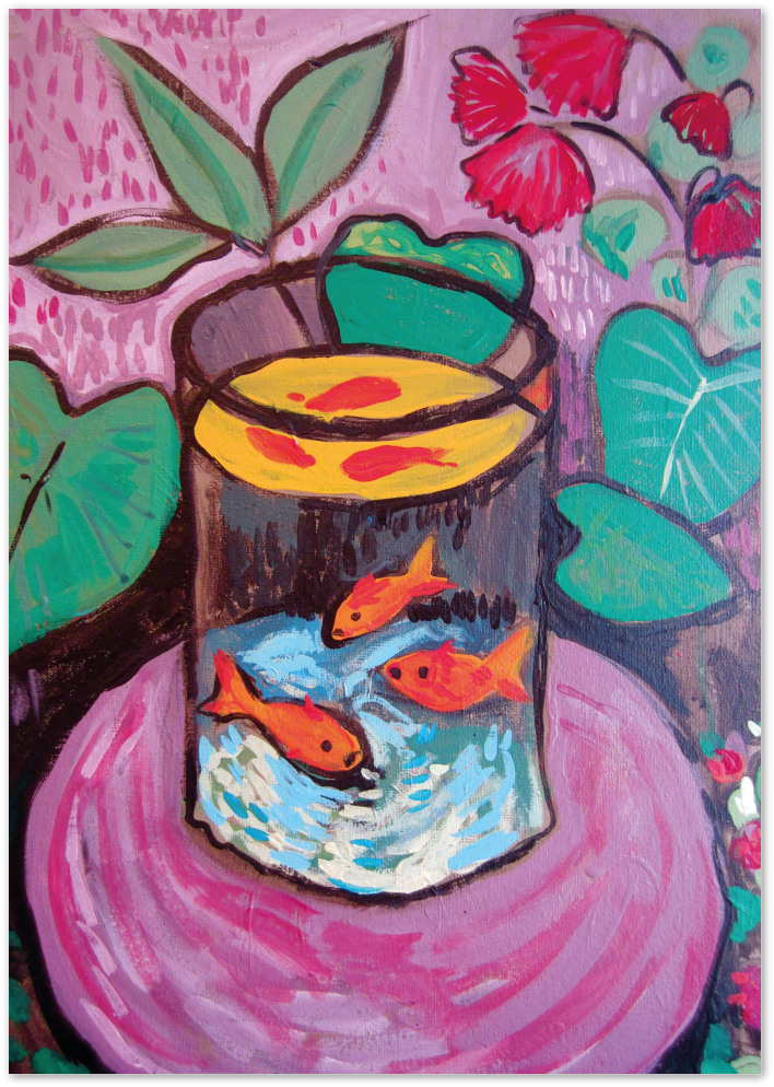 Posterux© | Goldfish in Glass Poster – Vibrant Fauvist Still Life Art